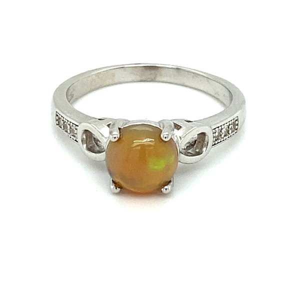 Opal .85ct Platinum Finish Solid Silver Ring - Picture 1 of 7